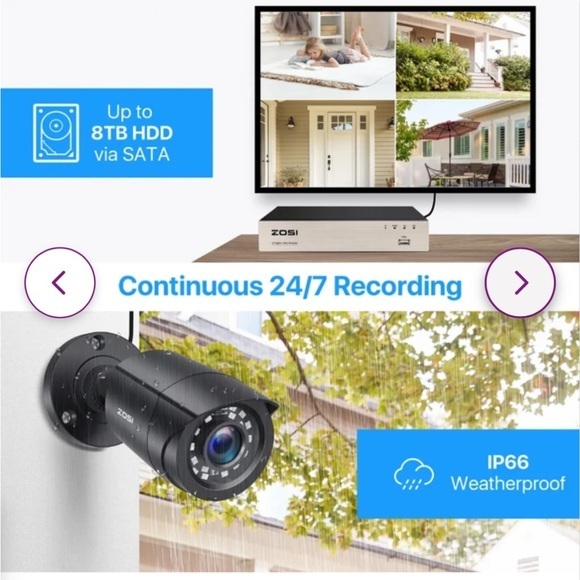 Brand NEW ZOSI 8ch Video Surveillance System cctv video enbled 4 Camera security - Picture 13 of 15